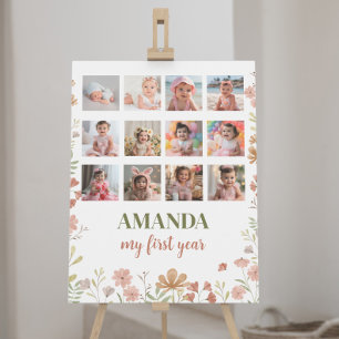 Wildflower Birthday 12 Foto Milestone Poster