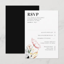 Wildflower Boho Black Elegant Weding RSVP