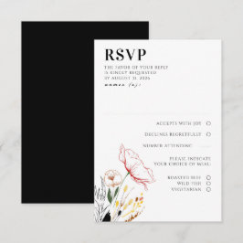 Wildflower Boho Black Elegant Weding RSVP