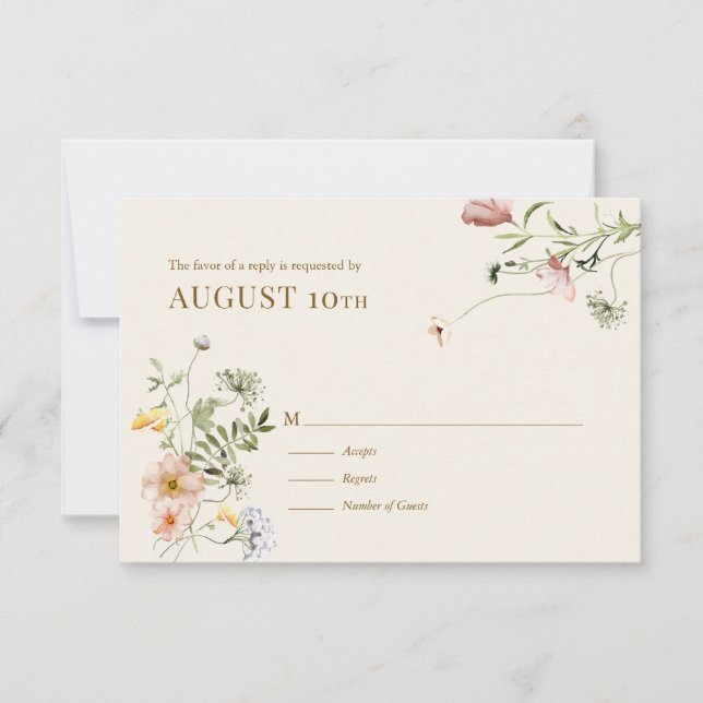 Wildflower Boho | Cartão de Resposta Botânica (Frente)