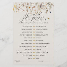 Wildflower Boho Rustic Elegant Game