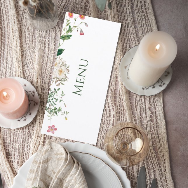 Wildflower Botanical Wedding Menu Card (Criador carregado)