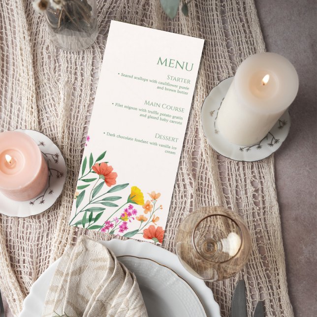 Wildflower Botanical Wedding Menu Card (Criador carregado)