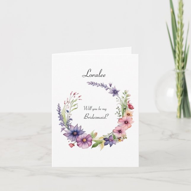 Wildflower Bridesmaid Proposta de convite dobrado (Frente)