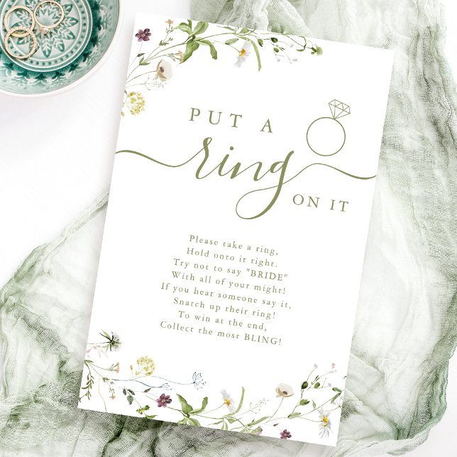 Wildflower colocou um anel em seu jogo de chá de p (Wildflower put a ring on it bridal shower game)