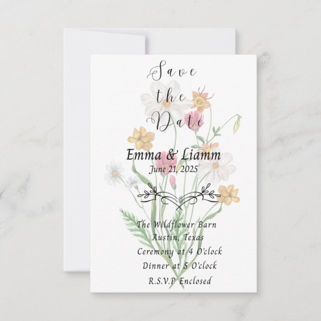 Wildflower Fling Salvar Cartão de Data (Frente)