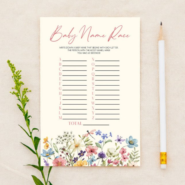 Wildflower Floral Name Race Baby Shower Game (Criador carregado)