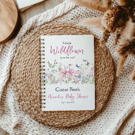 Wildflower Floral Pink Bow Baby Shower Guest