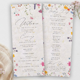Wildflower Garden Modern Pink Wedding Program