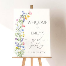 Wildflower Graduation Party Welcome Sign, Alum in
