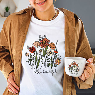 Wildflower Hello linda camiseta feminina vintage