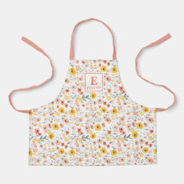 Wildflower monogram floral Apron