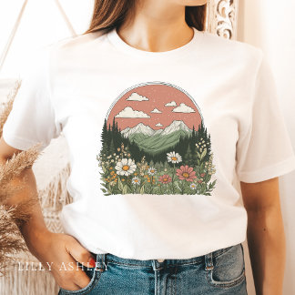 Wildflower Park Daisies T-Shirt para Mulheres