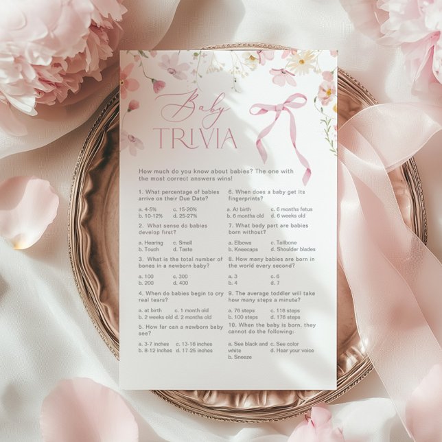 Wildflower Pink Whimsical Bow Baby Trivia (Criador carregado)