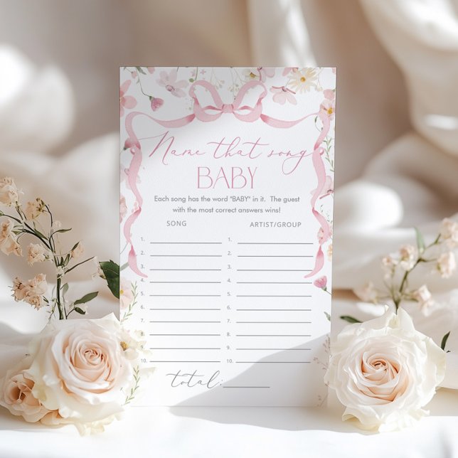 Wildflower Pink Whimsical Bow Name That Song Baby (Criador carregado)