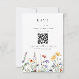 Wildflower QR Code Wedding RSVP Card