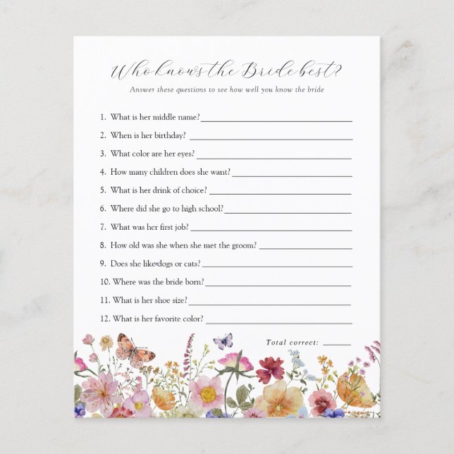 Wildflower que conhece o melhor jogo de noiva (Frente)