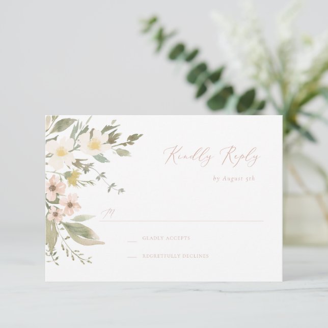 Wildflower Romance RSVP Card (Em pé/Frente)