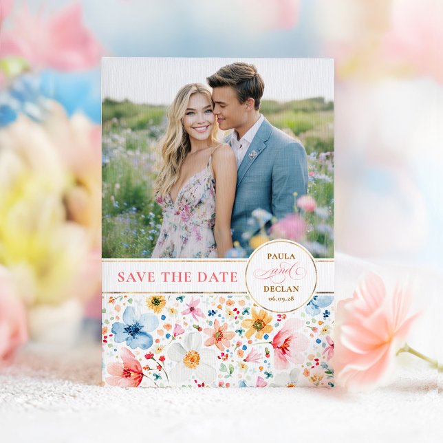 Wildflower Save the Date Cartão com fotos (Wildflowers Save the Date Photo Card)