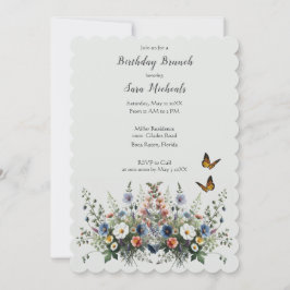 Wildflower Watercolor Birthday Brunation Convite