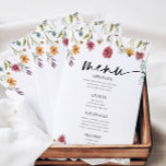 Wildflower Wedding Flat Menu<br><div class="desc">Menu Casamento de flor selvagem com aquarela. Este cardápio é caracterizado por flores silvestres com duas fontes modernas de alta classe que moldam as tendências dos eventos festivos atuais e futuros.</div>