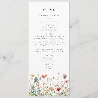 Wildflower Wedding Menu