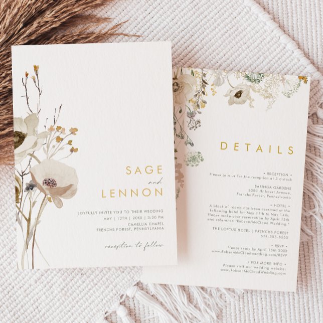 Wildflower Whimsical Todos Em Um Convite De Casame (Criador carregado)