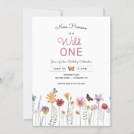 Wildflower Wild One First Birthday Convite