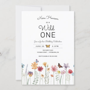Wildflower Wild One First Birthday Convite