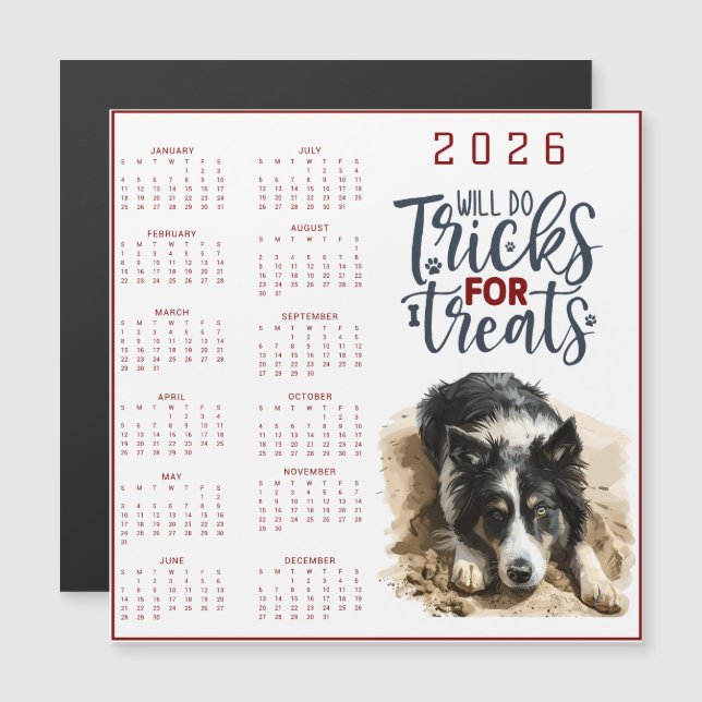 Will Do Tricks For Treats Dog Calendar (Frente/Verso)