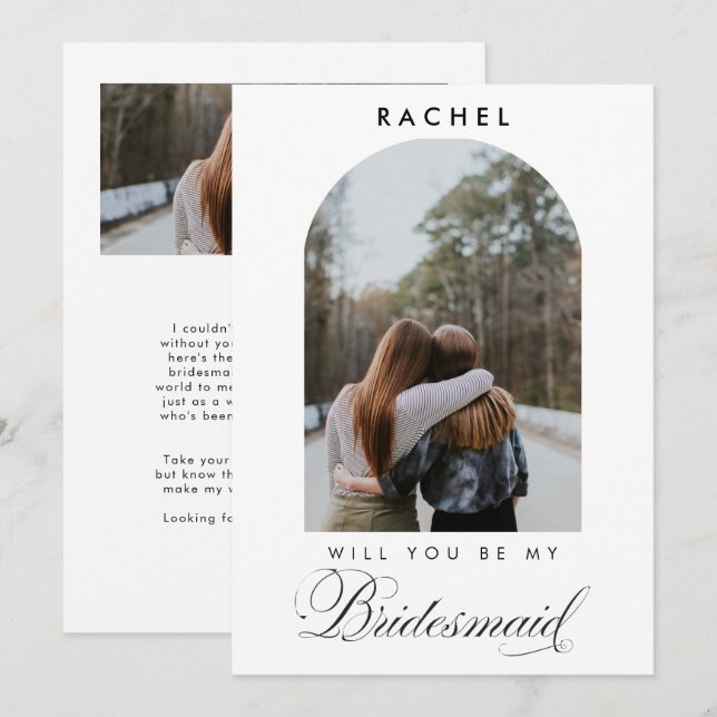 Will you be my Bridesmaid Minimalist Photo Script (Frente/Verso)