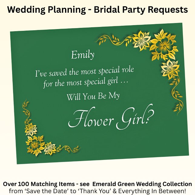 Will You Be My Flower Girl? Emerald Green & Gold (Criador carregado)