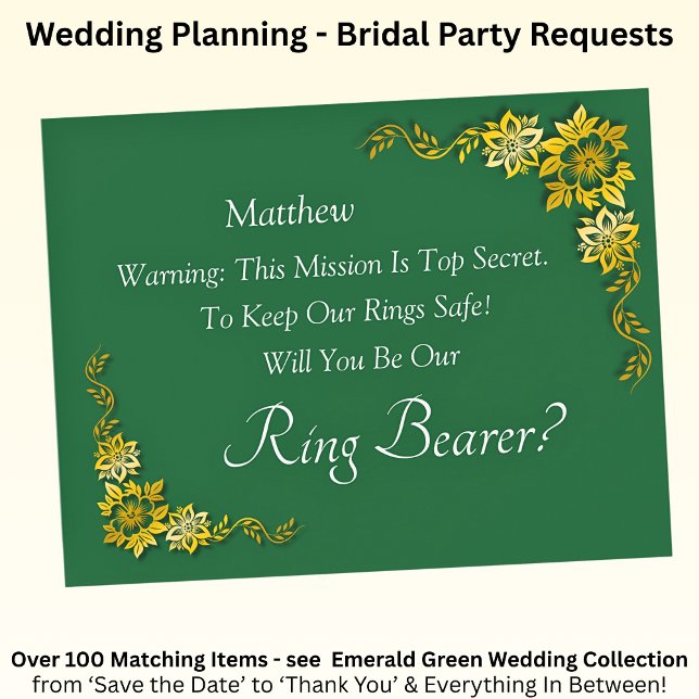 Will You Be Our Ring Bearer?  Emerald Green & Gold (Criador carregado)