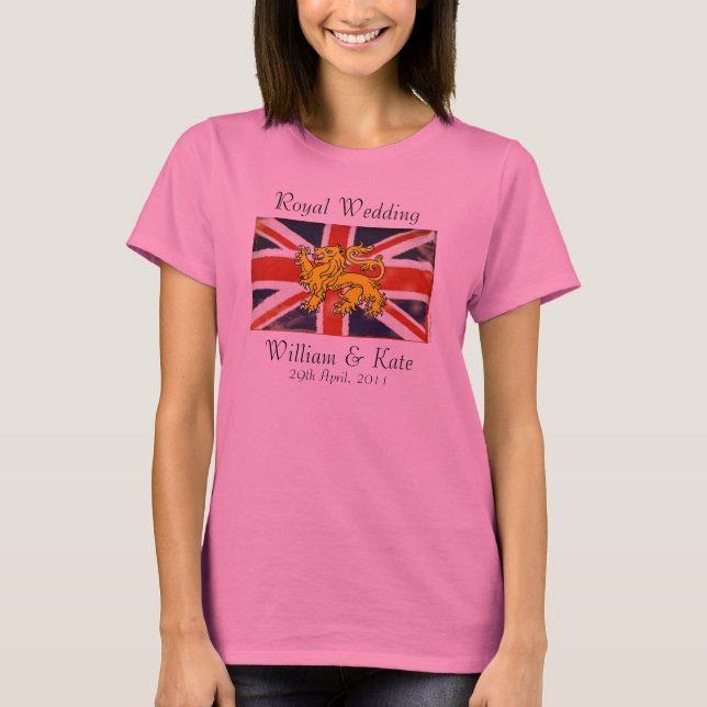 William & Kate Royal Wedding T-Shirt (Rosa) (Frente)