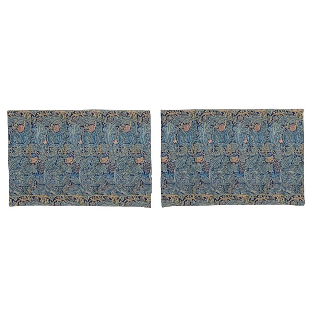 William Morris Belo Padrão Floral Cor-de-rosa Azul (Frente - conjunto)