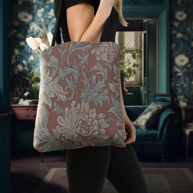 William Morris Chrysanthemum Pattern Tote Bag (Criador carregado)