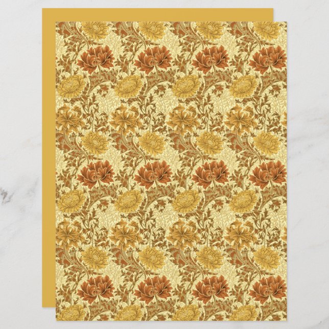 William Morris Chrysanthemums, Mostarda Dourada (Frente/Verso)