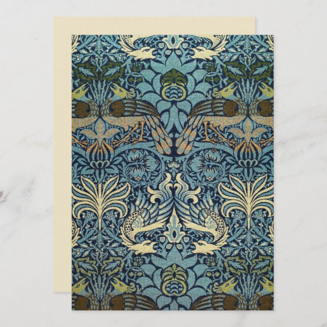 William Morris Desenho Tecido de Pavão e Dragão (Frente/Verso)
