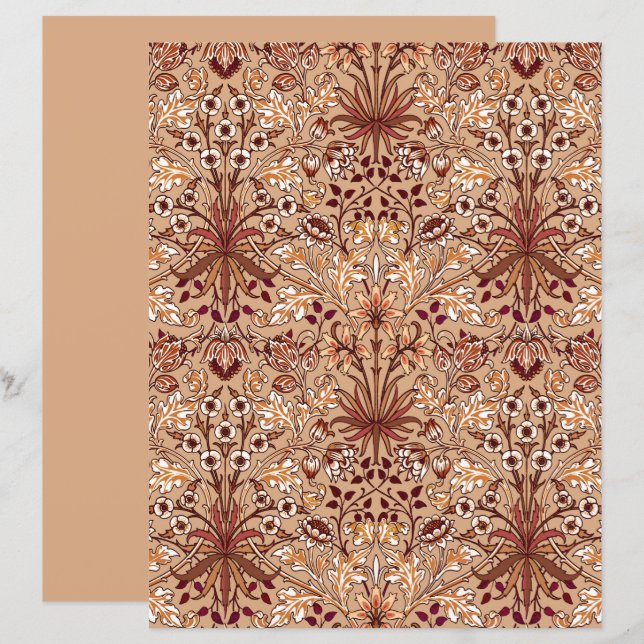 William Morris Hyacinth Impressão, Brown e Beige (Frente/Verso)