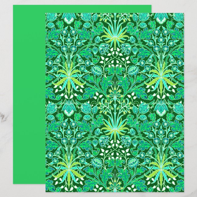 William Morris Hyacinth Impressão, Emerald Green (Frente/Verso)