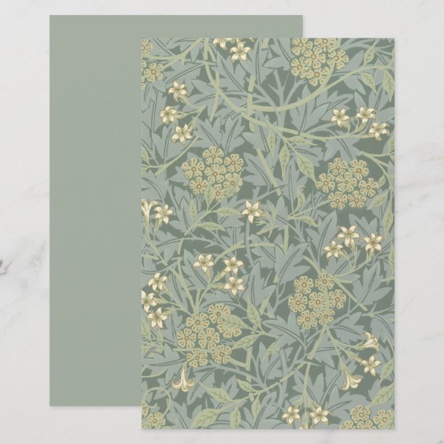 William Morris Jasmine Blue Botanic Art (Frente/Verso)