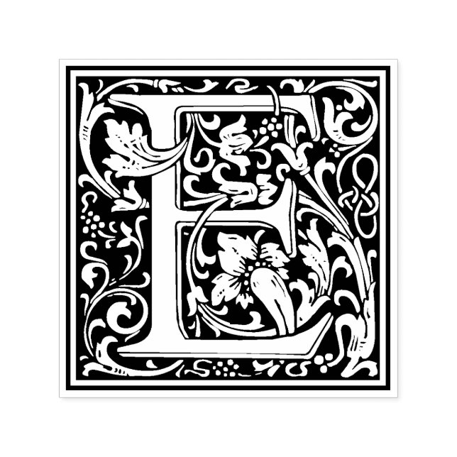William Morris - Letra E Carimbo Floral Vitoriano (Design)