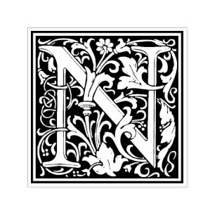 William Morris - Letra N Carimbo Floral Vitoriano