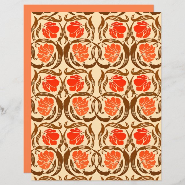 William Morris Pimpernel, Mandarin Orange & Brown (Frente/Verso)