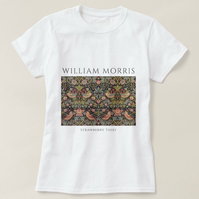 William Morris Strawberry Thief t-shirt feminina (Frente do Design)