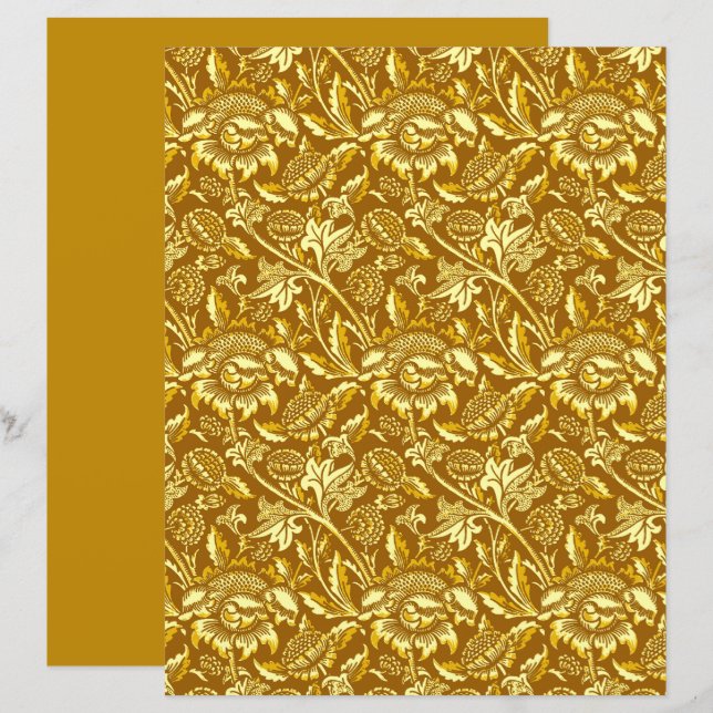 William Morris Sunflower, Mostarda Dourada e Amare (Frente/Verso)
