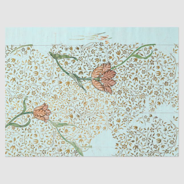 William Morris VINE E TULIP AQUA Papel Tecido (Frente )