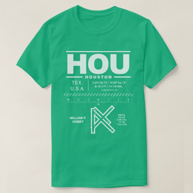William P. Hobby Airport HOU T-Shirt (Frente do Design)