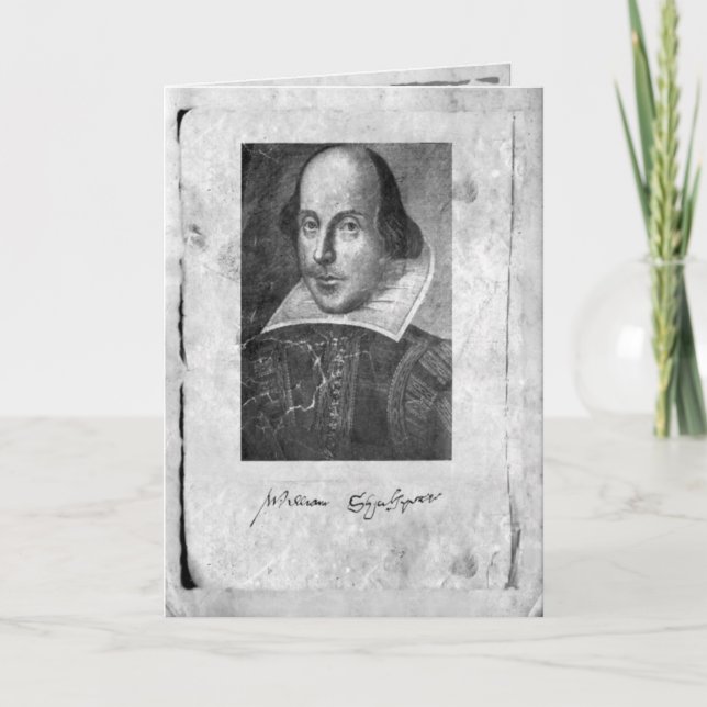 William Shakespeare com cartão da assinatura (Frente)