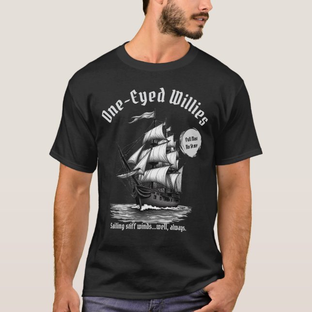 Willies Pirata Pirata Navio Engraçado T-Shirt (Frente)